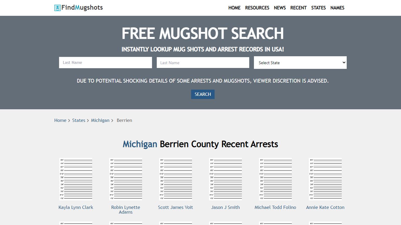 Find Berrien Michigan Mugshots - Find Mugshots